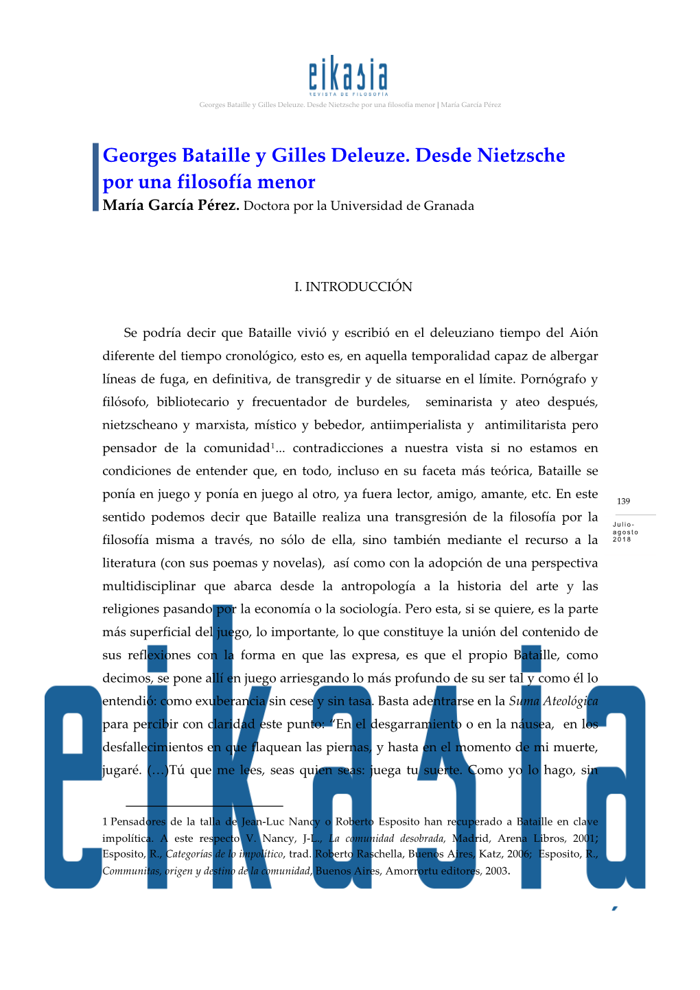 Georges Bataille Y Gilles Deleuze. Desde Nietzsche Por Una Filosofía Menor | María García Pérez