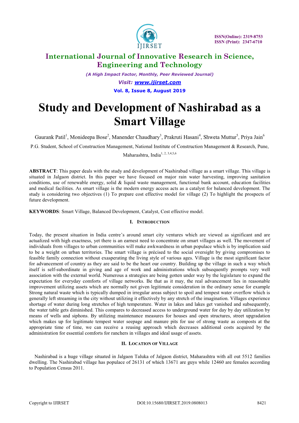 Study and Development of Nashirabad As a Smart Village