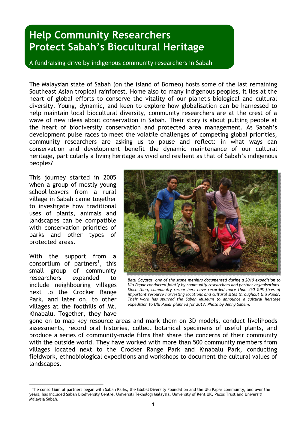 Help Community Researchers Protect Sabah's Biocultural Heritage