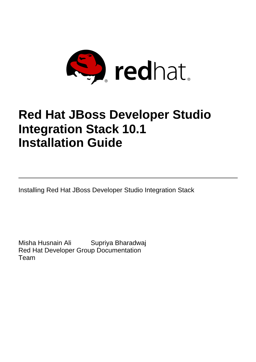 Red Hat Jboss Developer Studio Integration Stack 10.1 Installation Guide