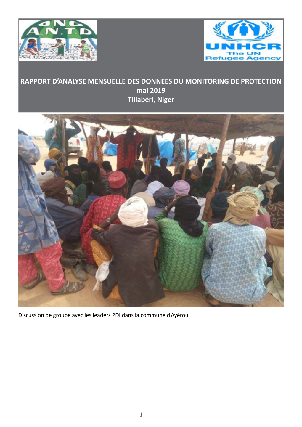 RAPPORT D'analyse MENSUELLE DES DONNEES DU MONITORING DE PROTECTION Mai 2019 Tillabéri, Niger