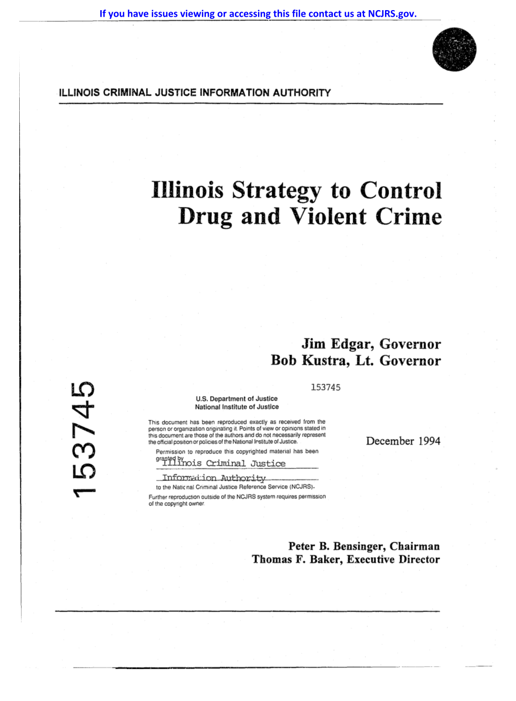 Illinois Strategy to Control Drug and Violent Crime