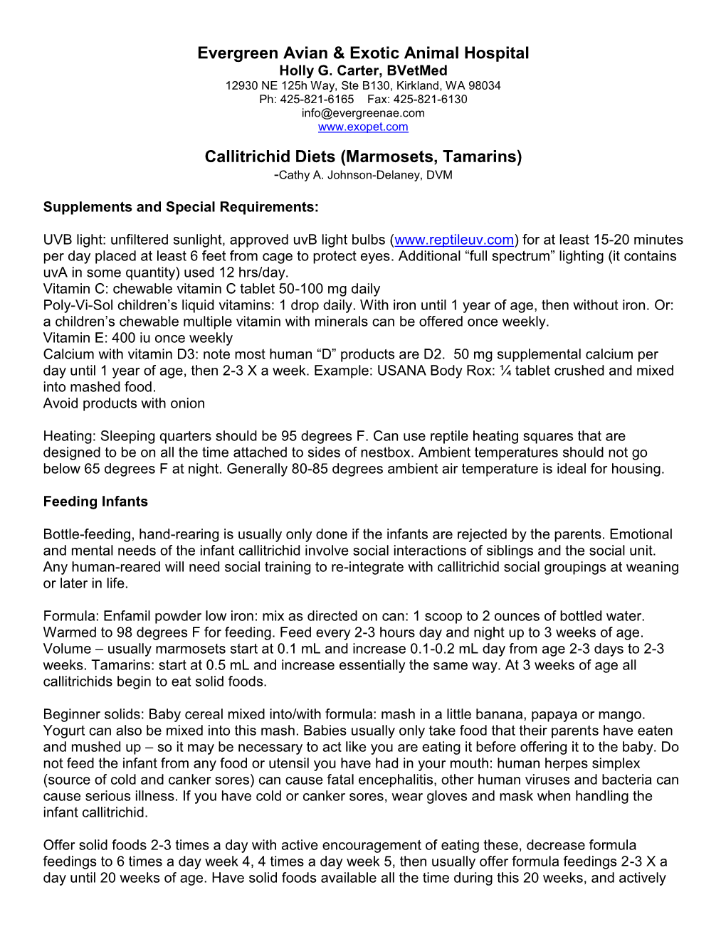 Marmoset and Tamarin Diets