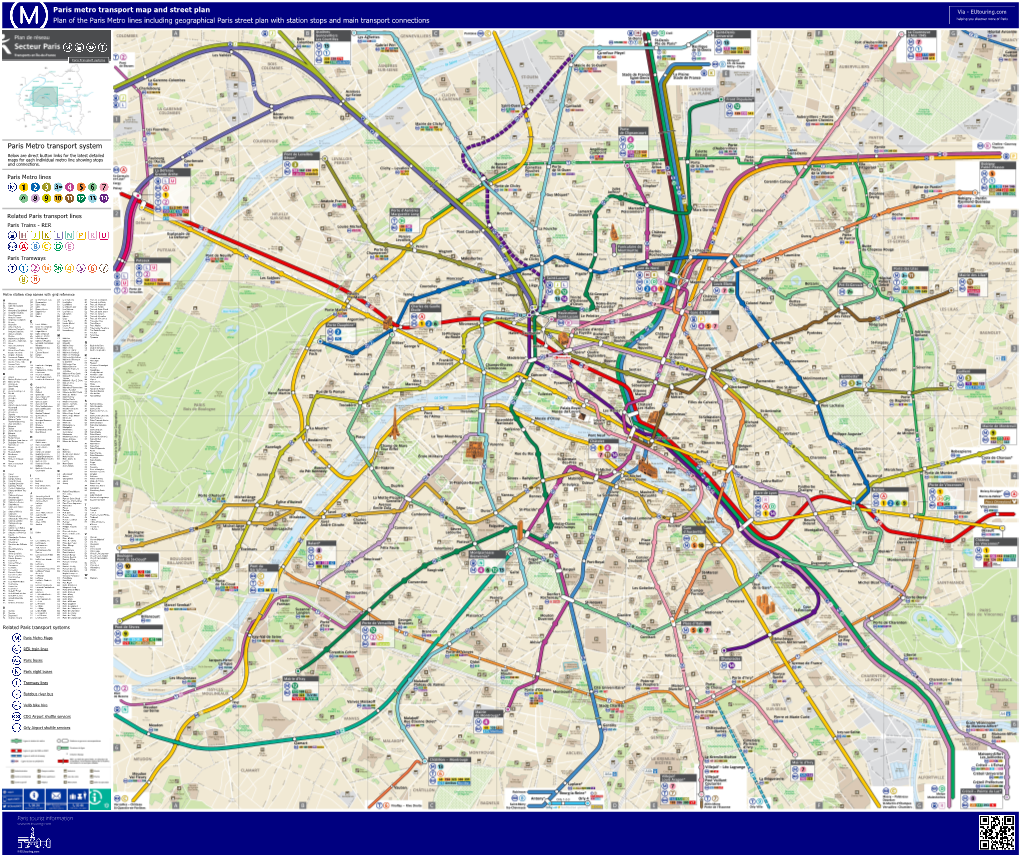 Geographical Paris Metro Map HQ Via Eutouring.Com