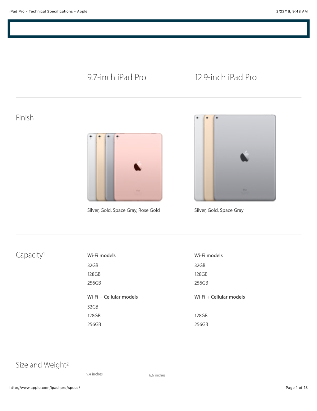 Ipad Pro - Technical Specifications - Apple 3/22/16, 9:48 AM