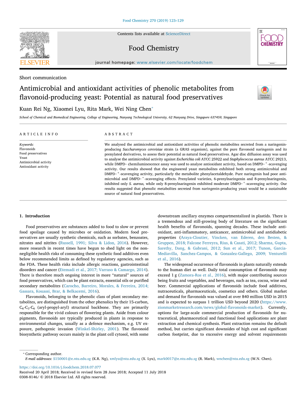 Antimicrobial and Antioxidant Activities of Phenolic Metabolites From