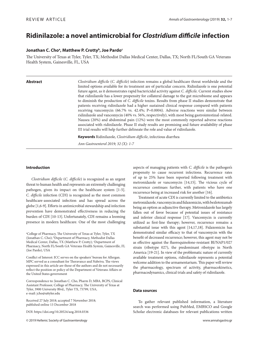 Ridinilazole: a Novel Antimicrobial for Clostridium Difficile Infection