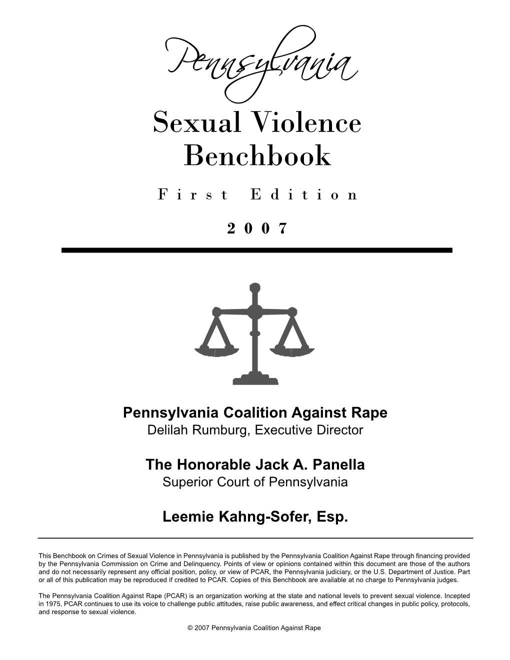 Pennsylvania Sexual Violence Benchbook First Edition