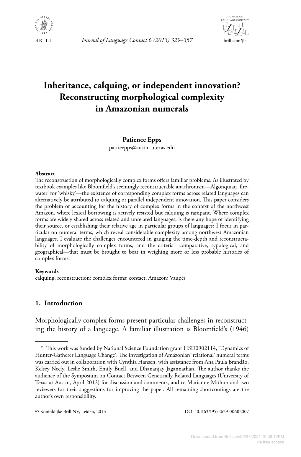 Reconstructing Morphological Complexity in Amazonian Numerals