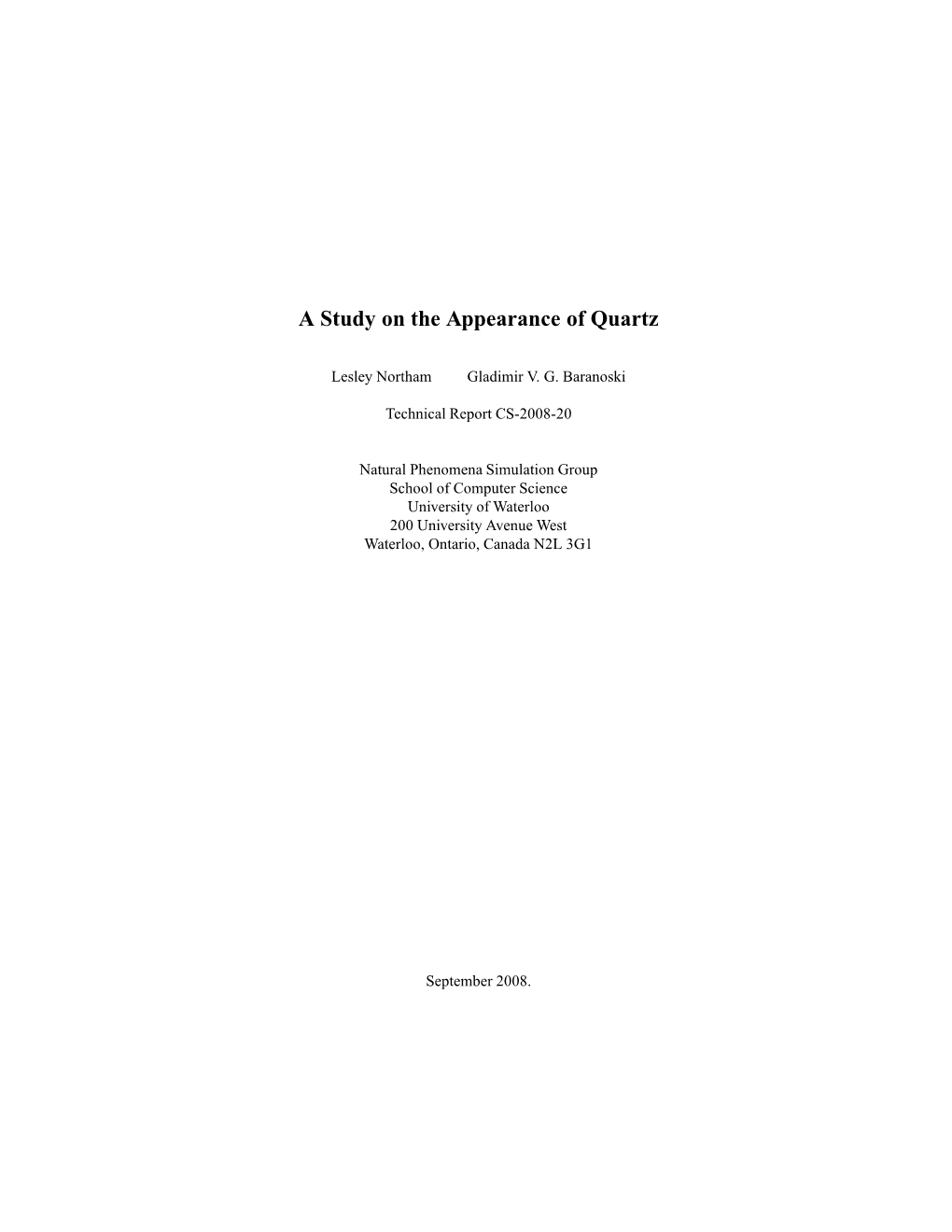 A Study on the Appearance of Quartz (PDF)