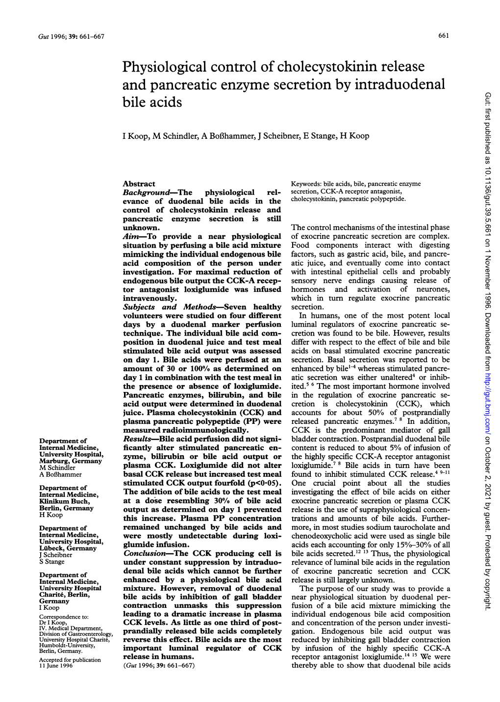 Physiological Control of Cholecystokinin Release And