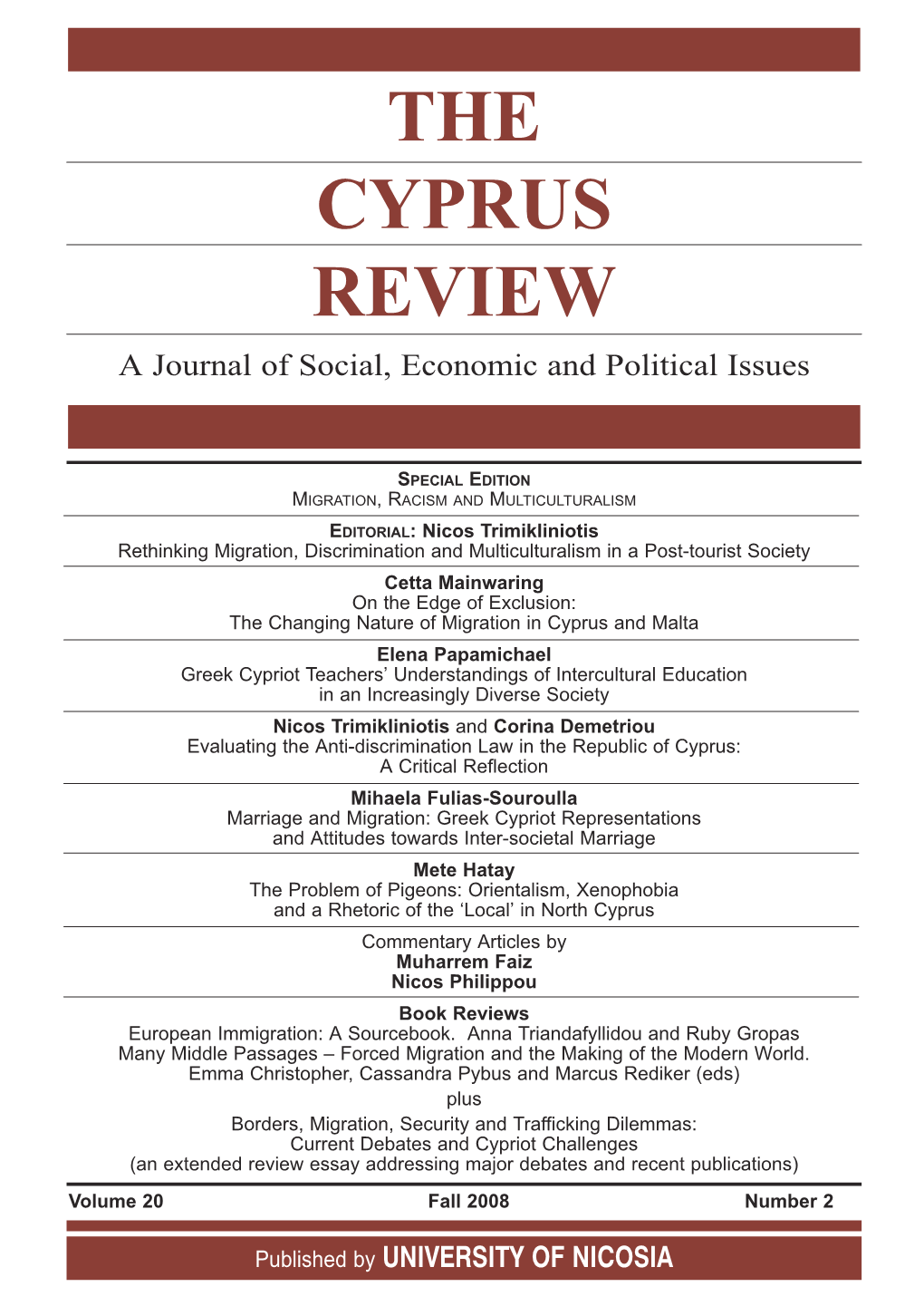 THE CYPRUS REVIEW a Journal of Social, Economic and Political Issues