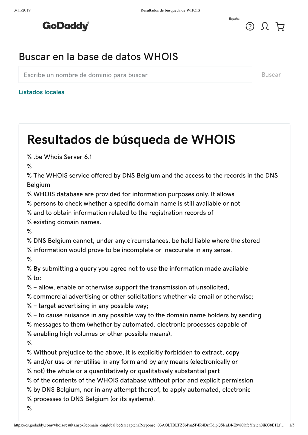 Resultados De Búsqueda De WHOIS