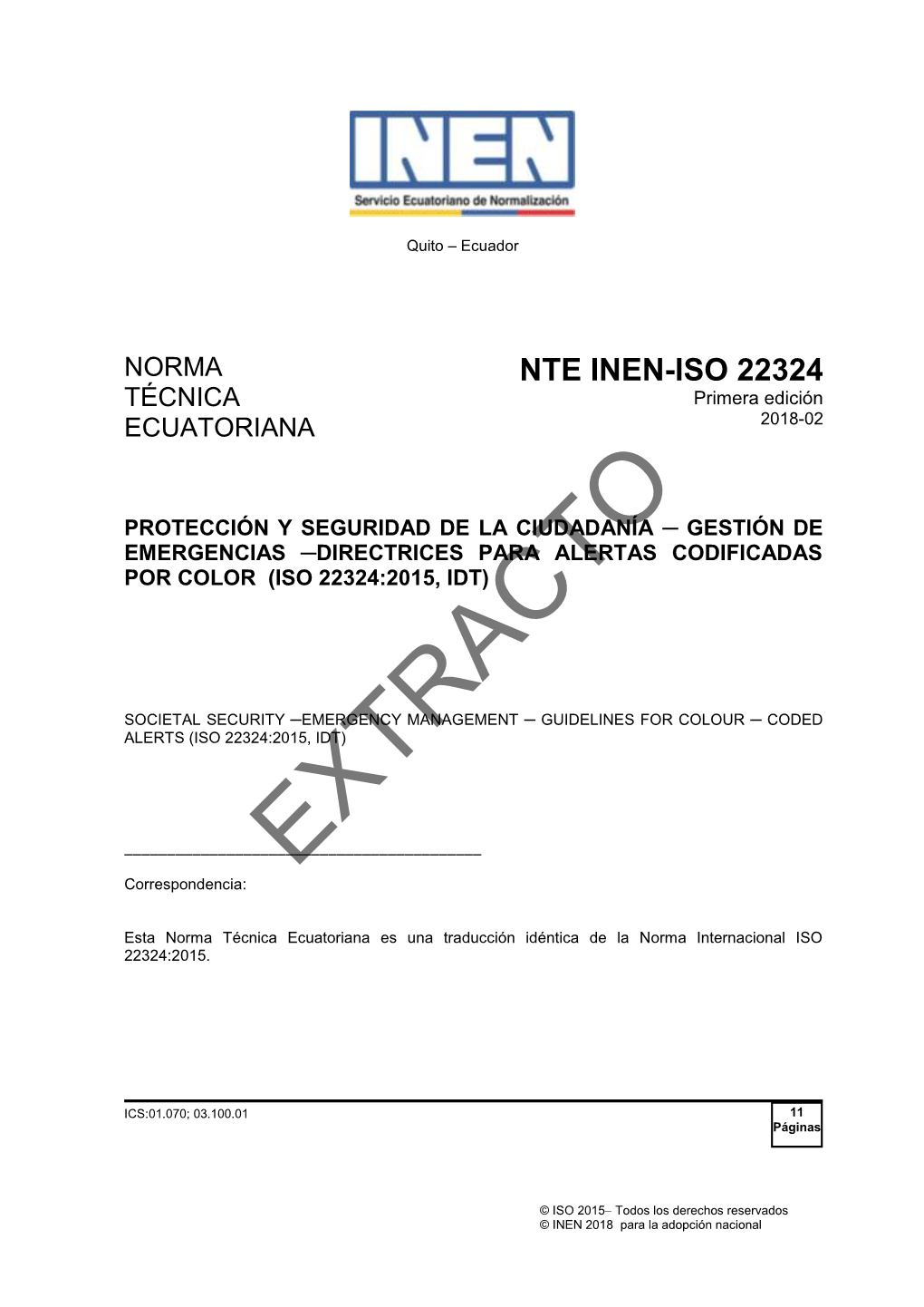 NTE INEN-ISO 22324 TÉCNICA Primera Edición ECUATORIANA 2018-02