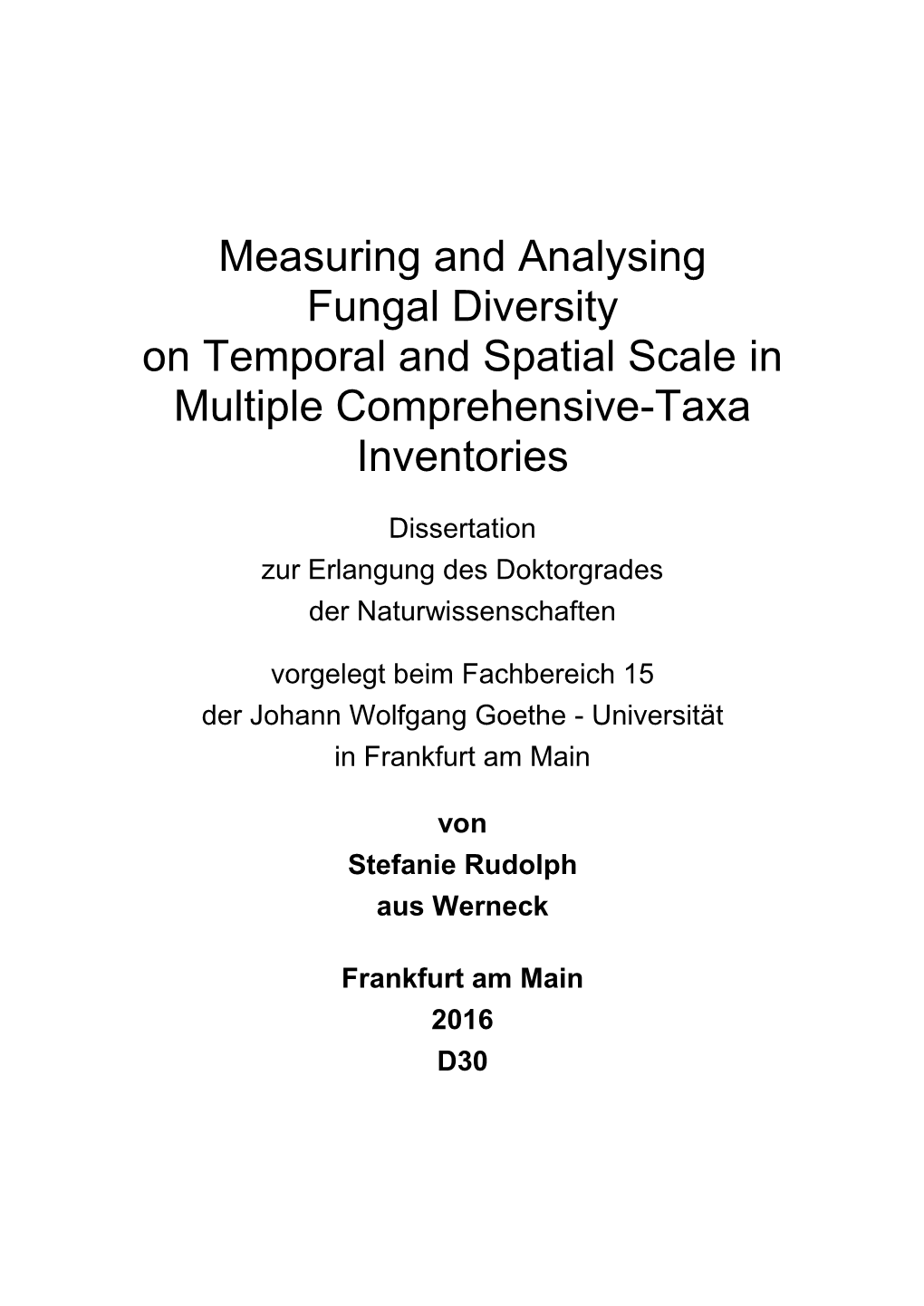 Morphologie Und Taxonomie Der Asterinaceae in Panama Im