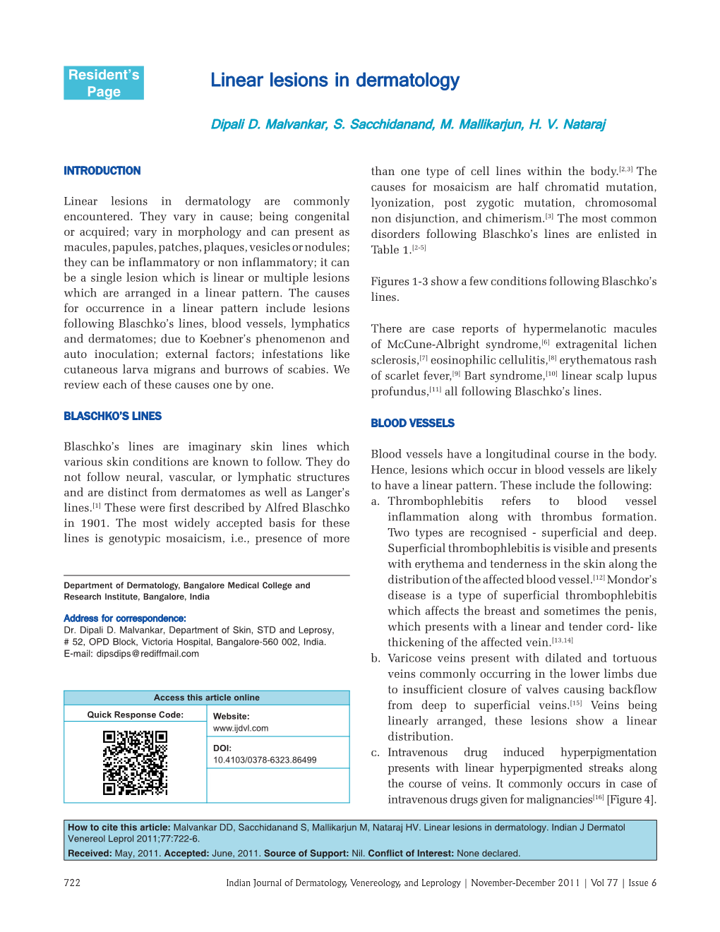 Linear Lesions in Dermatology Page