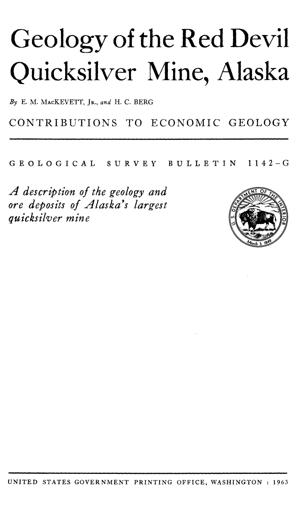 Geology of the Red Devil Quicksilver Mine, Alaska