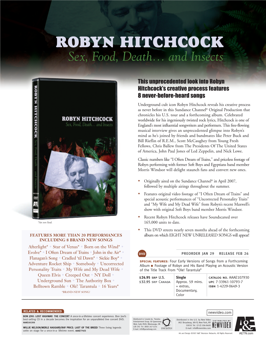 ROBYN HITCHCOCK Sex, Food, Death… and Insects