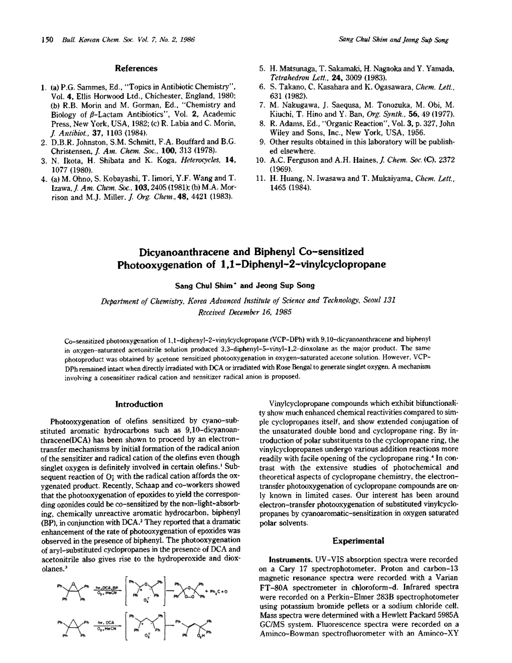 Dicyanoanthracene and Biphenyl Co-Sensitized Photooxygenation of 1,1 -Diphenyl-2-Vinylcyclopropane