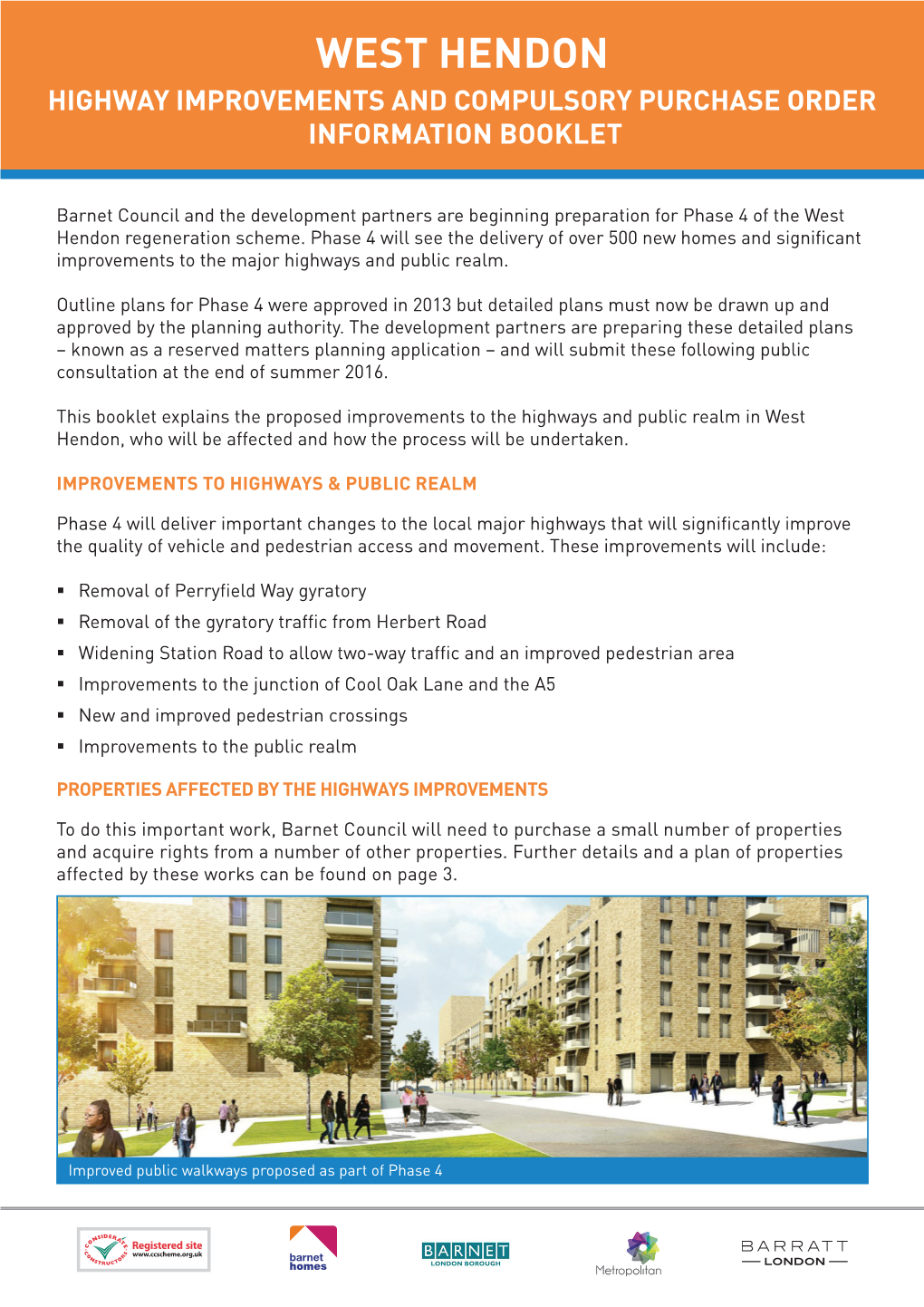 West Hendon Highway Improvements and Compulsory Purchase Order Information Booklet