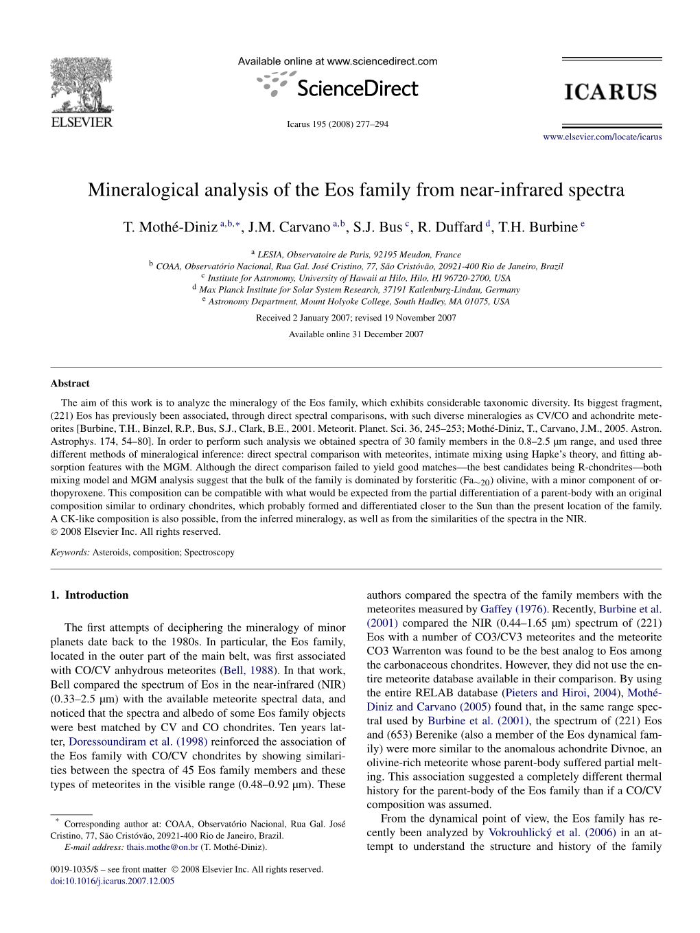 Mineralogical Analysis of the Eos Family from Near-Infrared Spectra