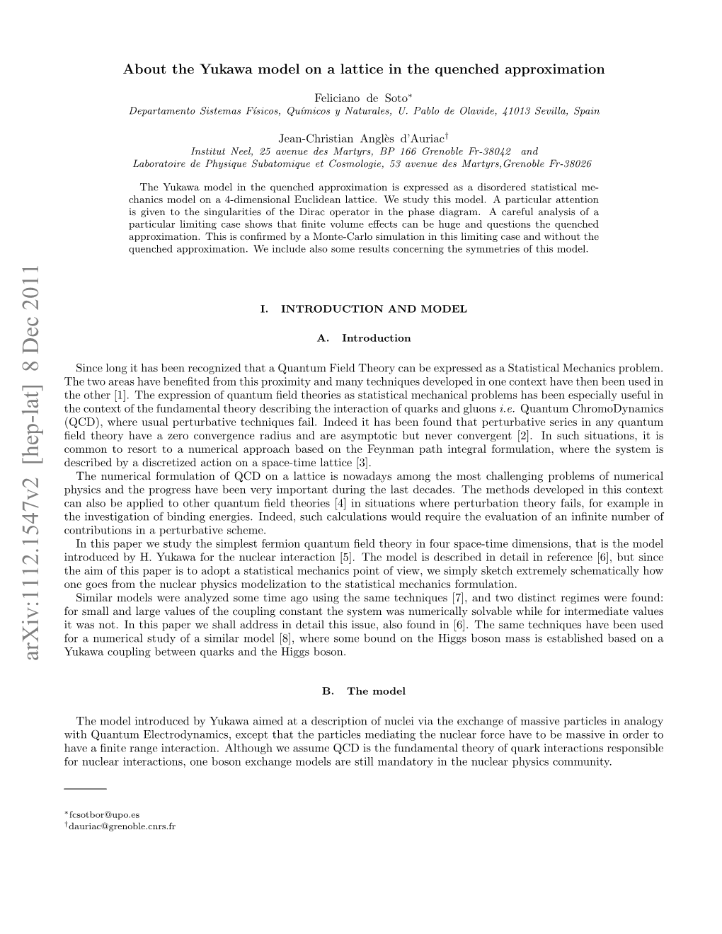 About the Yukawa Model on a Lattice in the Quenched Approximation