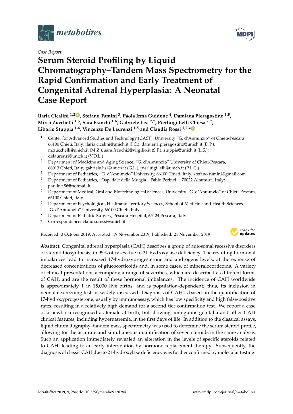 Serum Steroid Profiling by Liquid Chromatography–Tandem Mass