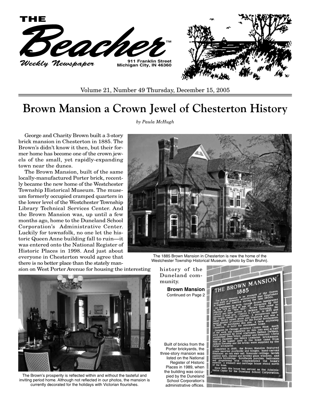 Brown Mansion a Crown Jewel of Chesterton History