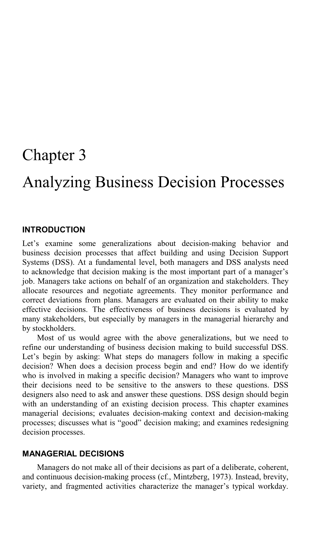 Chapter 3 Analyzing Business Decision Processes