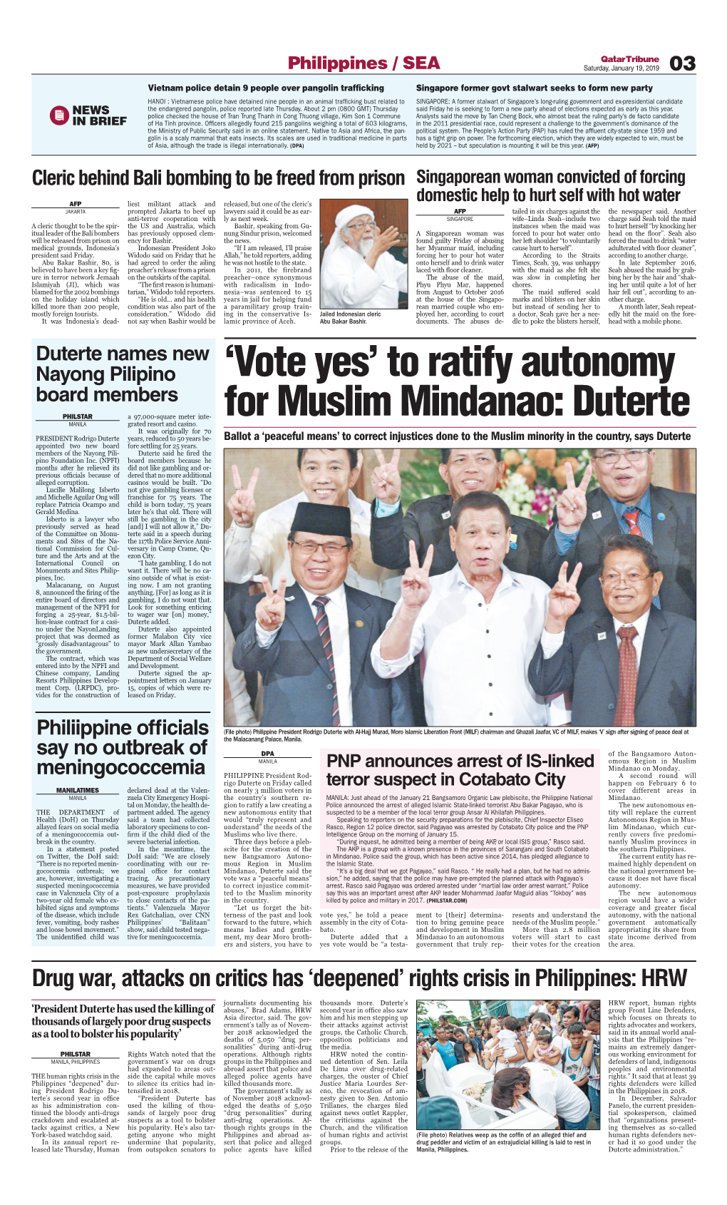 To Ratify Autonomy for Muslim Mindanao: Duterte
