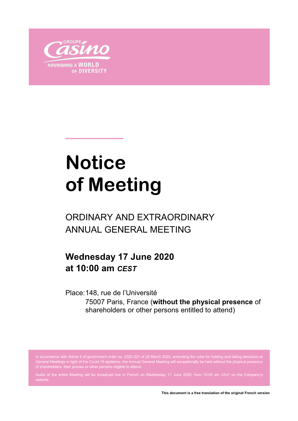 Notice of Meeting