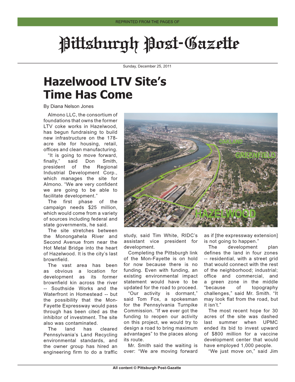 Hazelwood LTV Site's Time Has Come Pittsburgh Post-Gazette