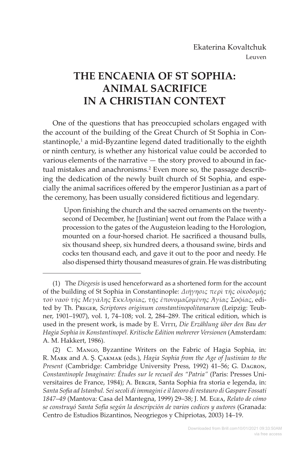 Animal Sacrifice in a Christian Context