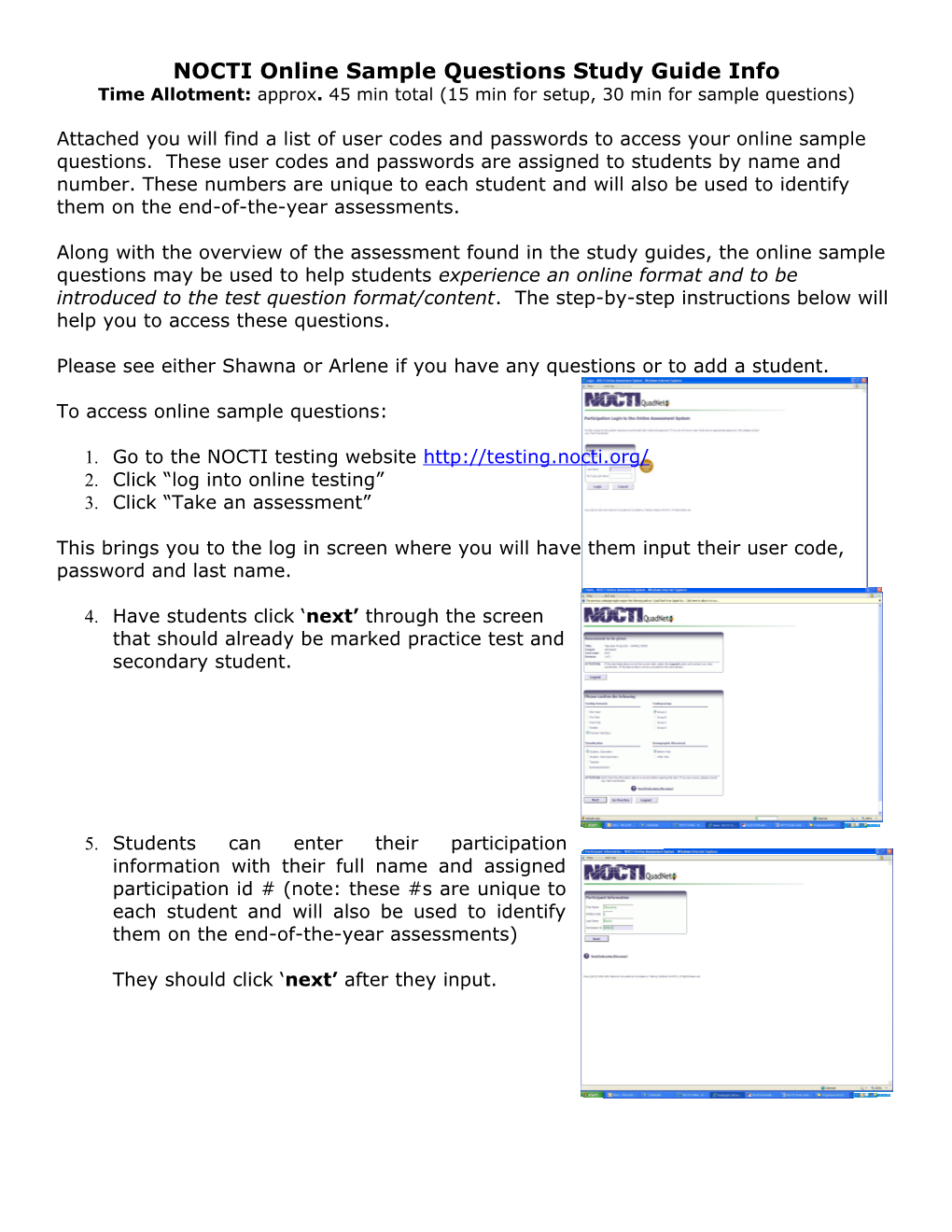 NOCTI Online Sample Questions Study Guide Info