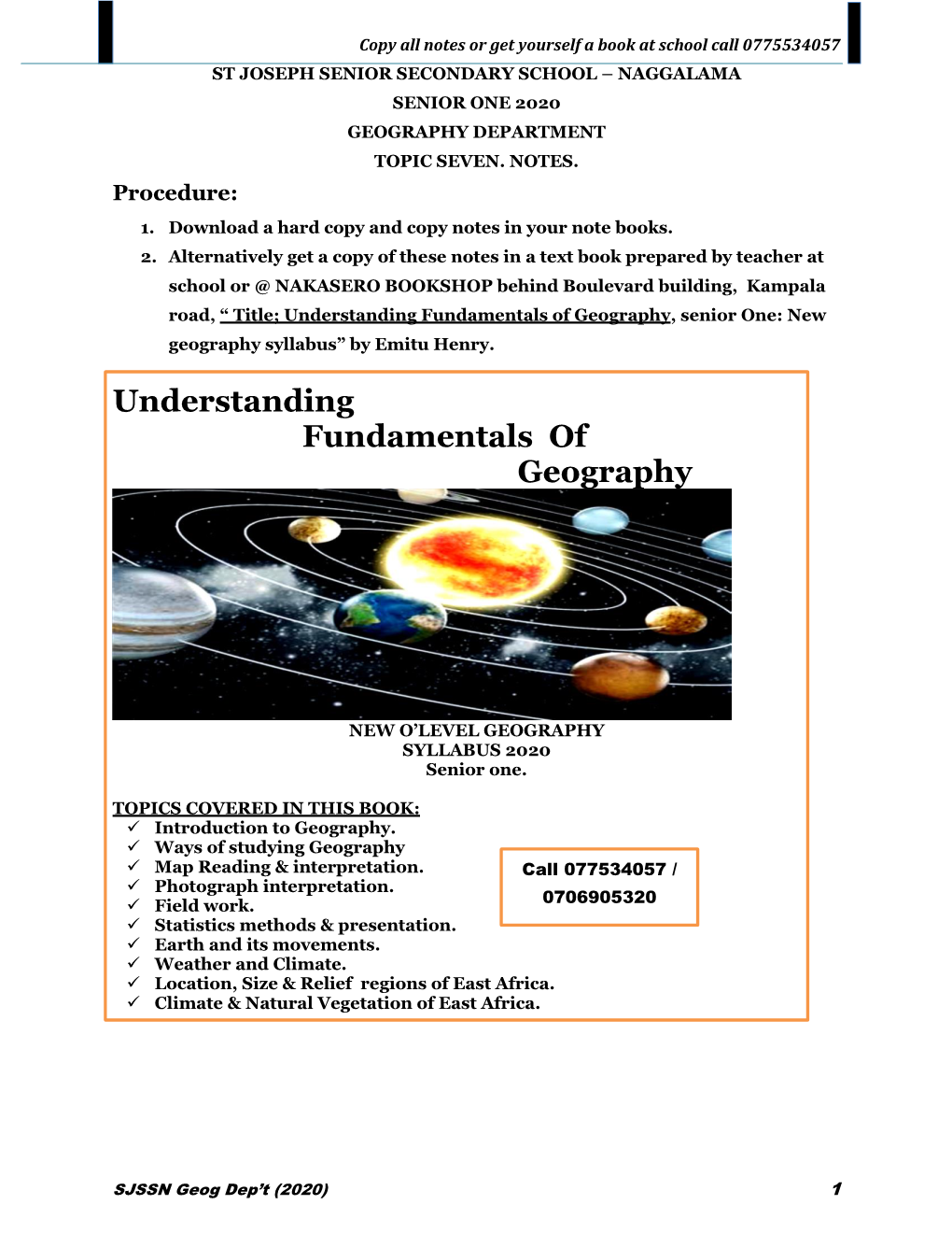 Understanding Fundamentals of Geography, Senior One: New Geography Syllabus” by Emitu Henry