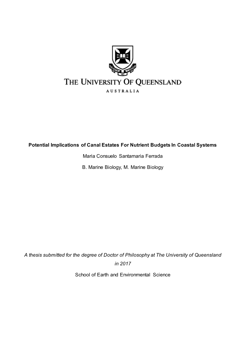 Potential Implications of Canal Estates for Nutrient Budgets in Coastal Systems