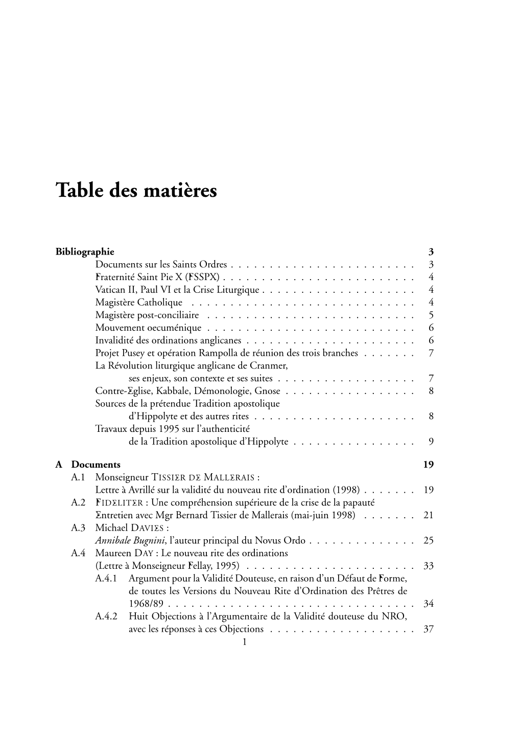 Table Des Matières