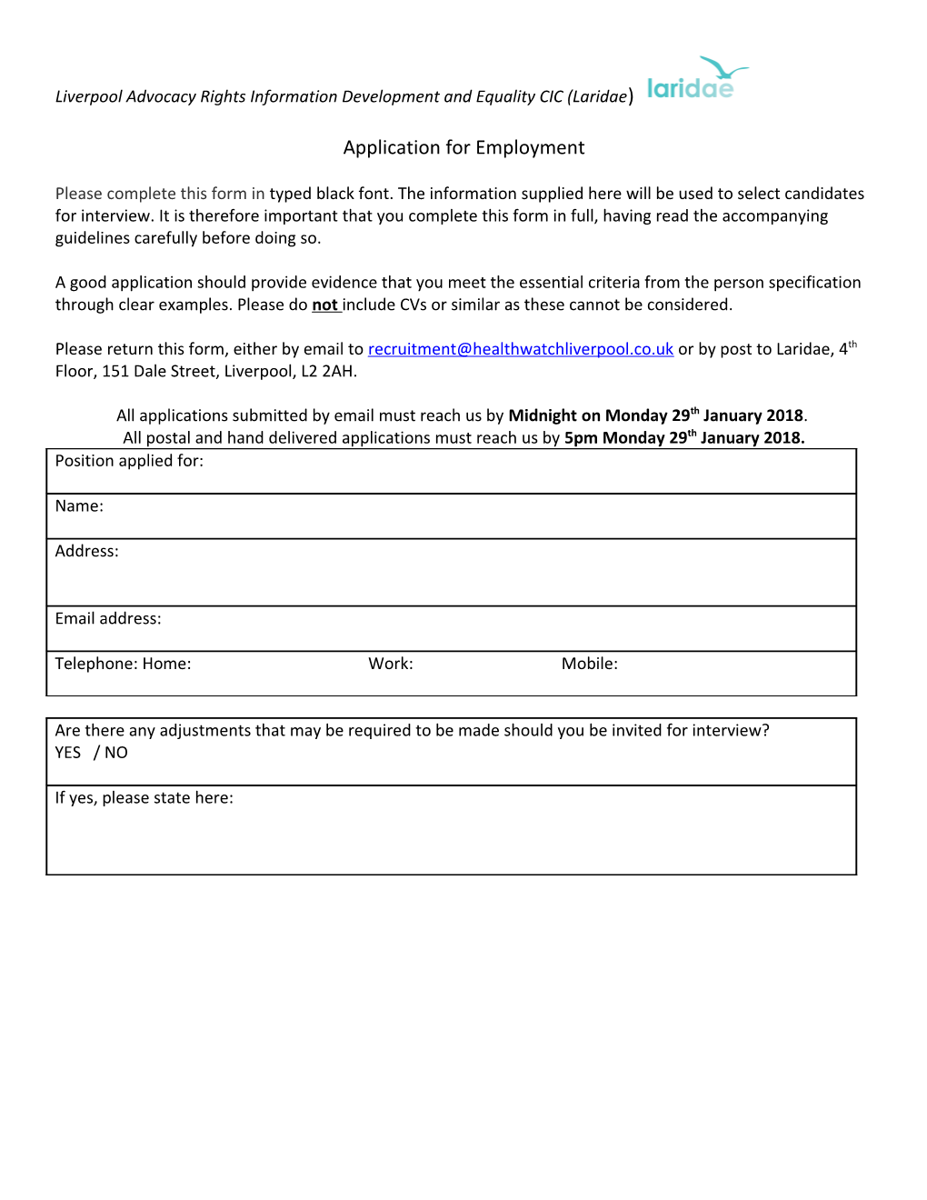 Application for Employment s107