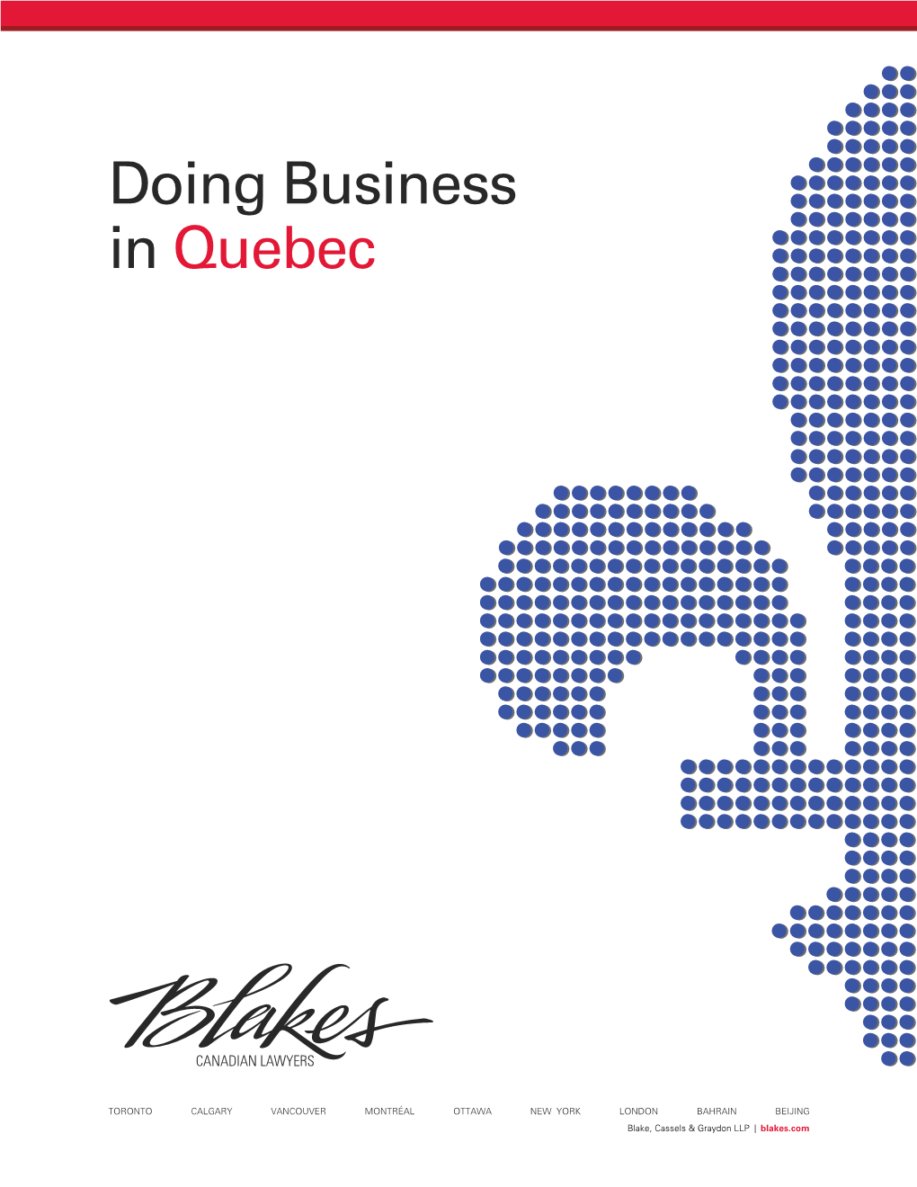 Doing Business in Quebec a Disciplined, Team-Driven Approach Focused Squarely on the Success of Your Business