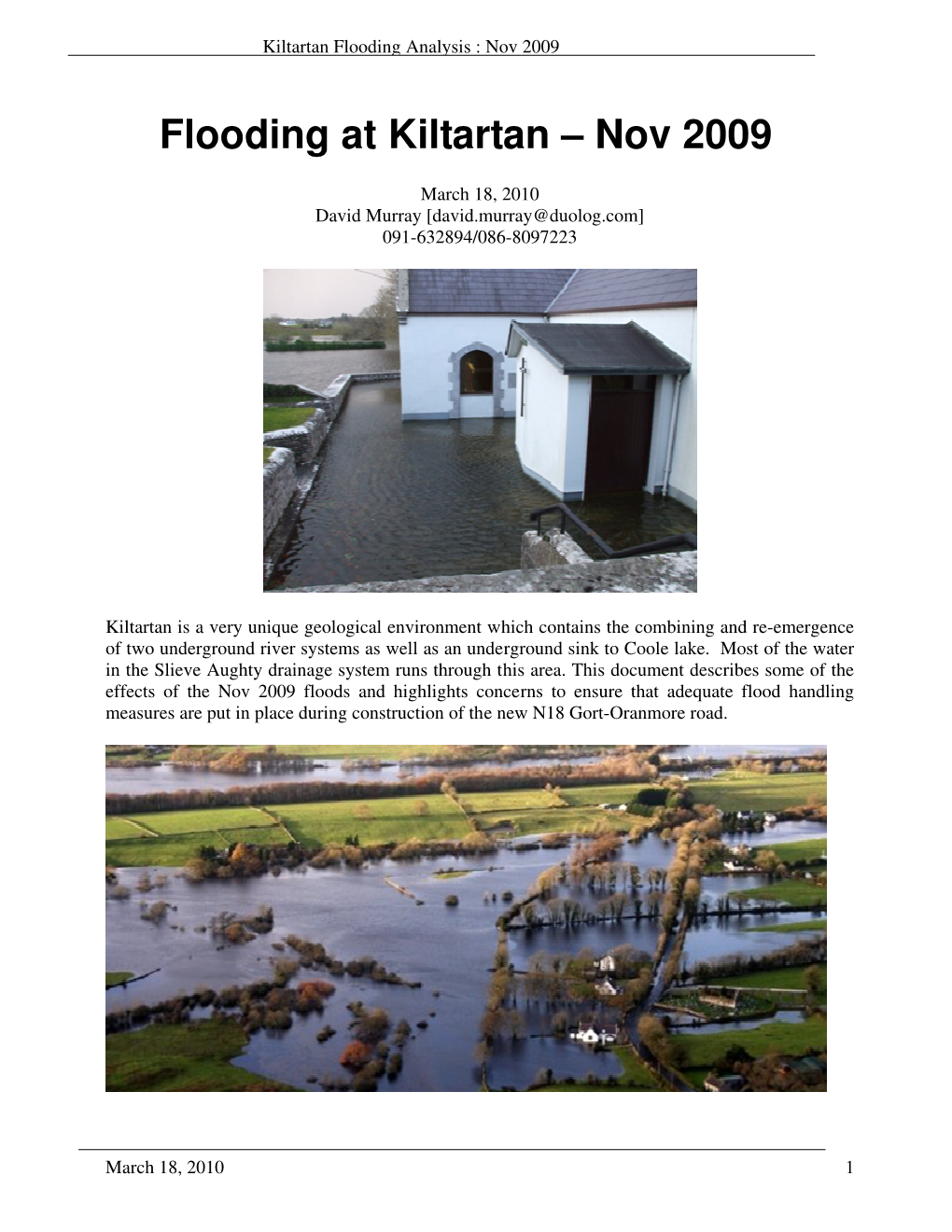 Flooding at Kiltartan – Nov 2009