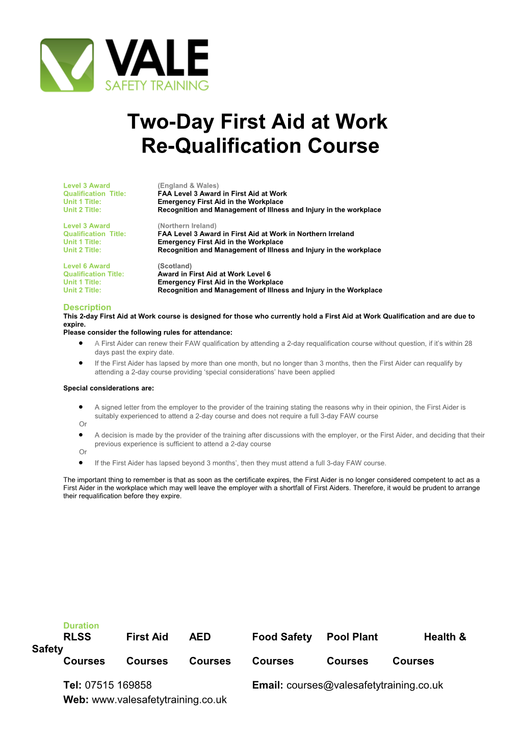 Two-Day First Aid at Work