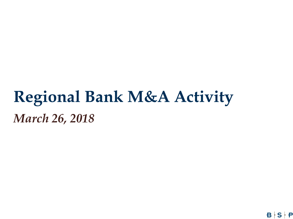 Regional Bank M&A Activity