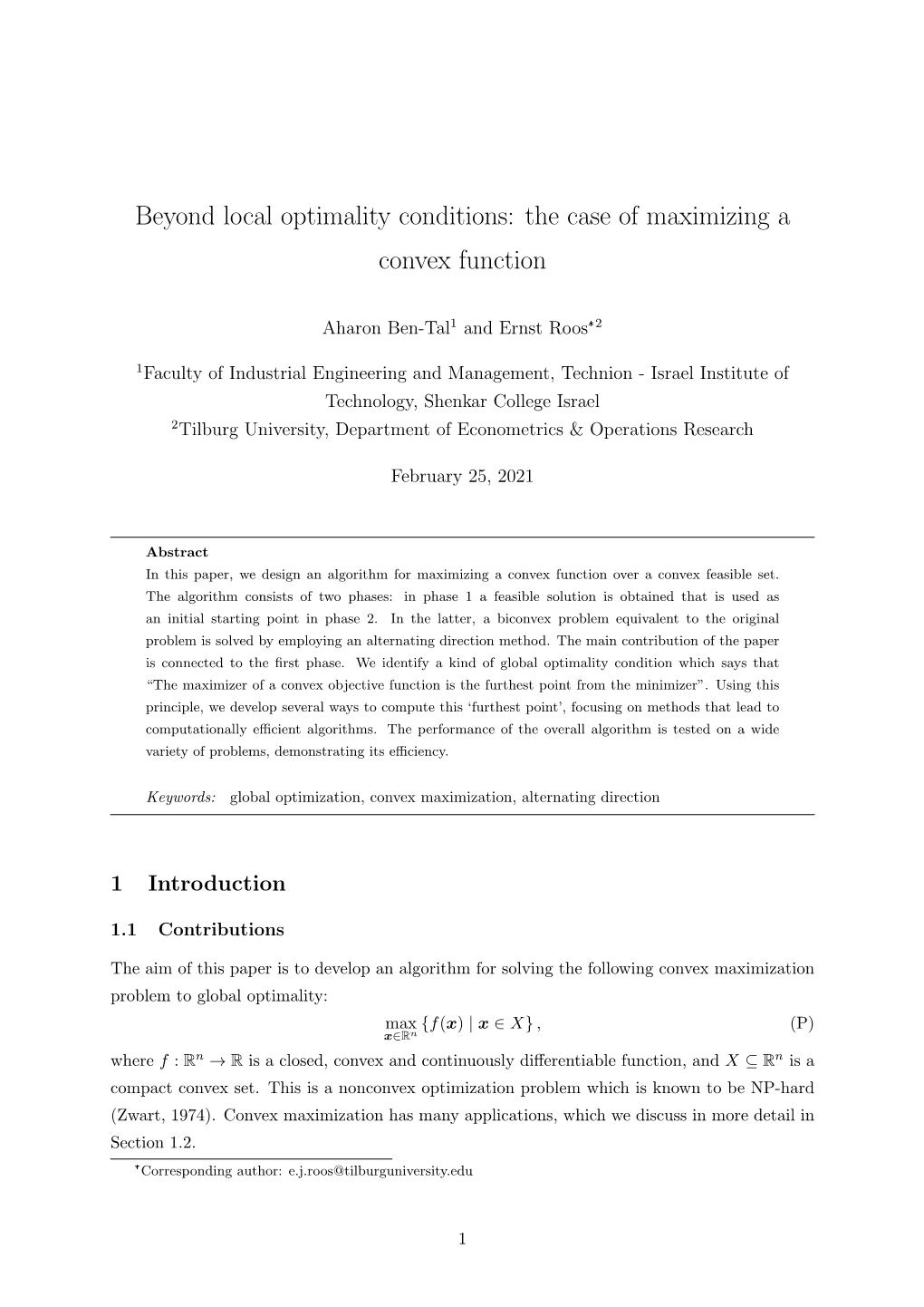 The Case of Maximizing a Convex Function