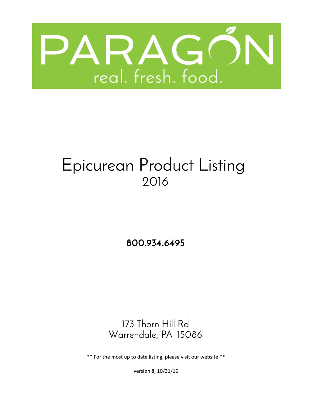 Epicurean Product Listing 2016