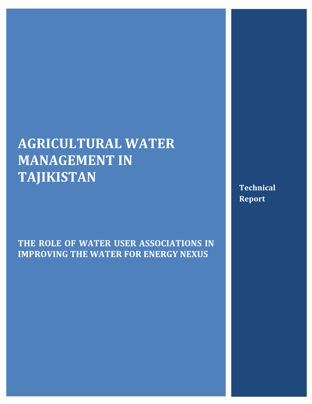 AGRICULTURAL WATER MANAGEMENT in TAJIKISTAN Technical Report