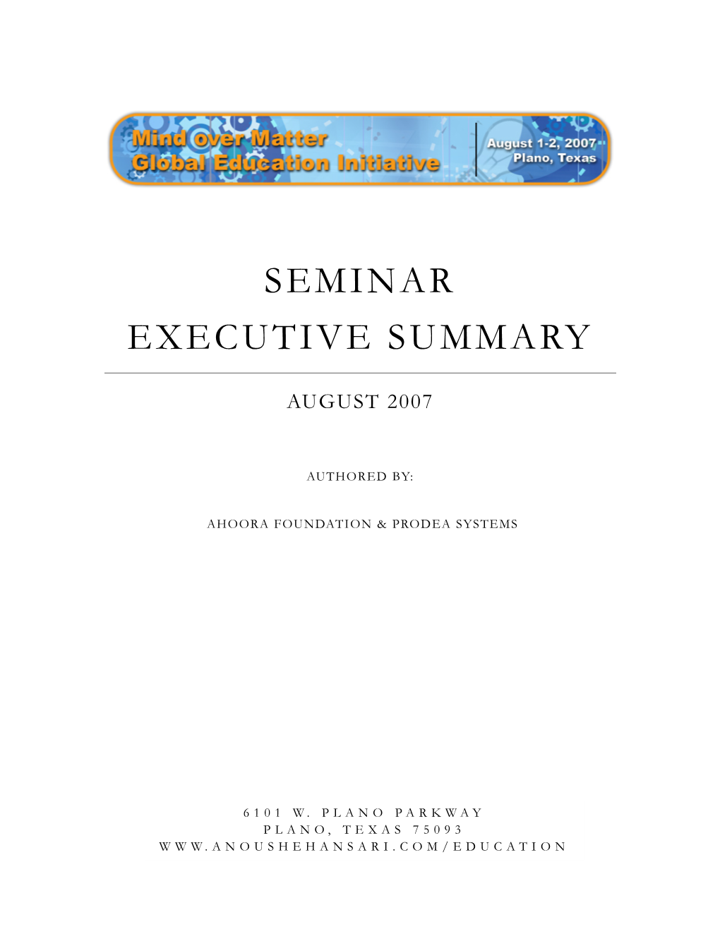 Seminar Executive Summary