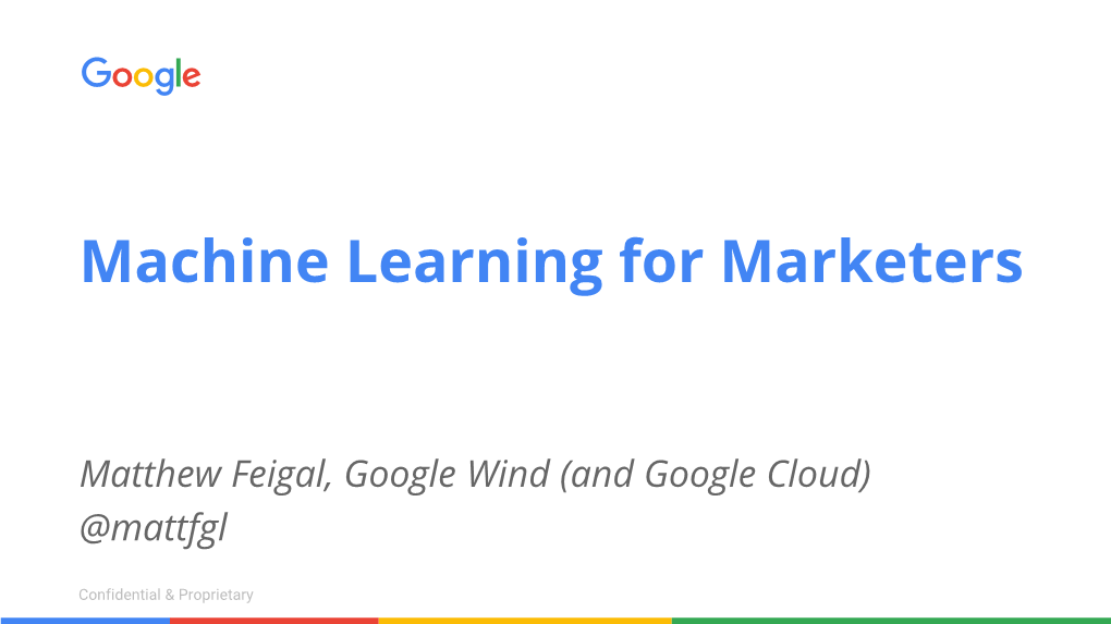 Machine Learning for Marketers