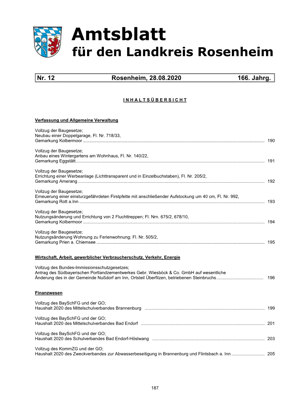 Amtsblatt Für Den Landkreis Rosenheim