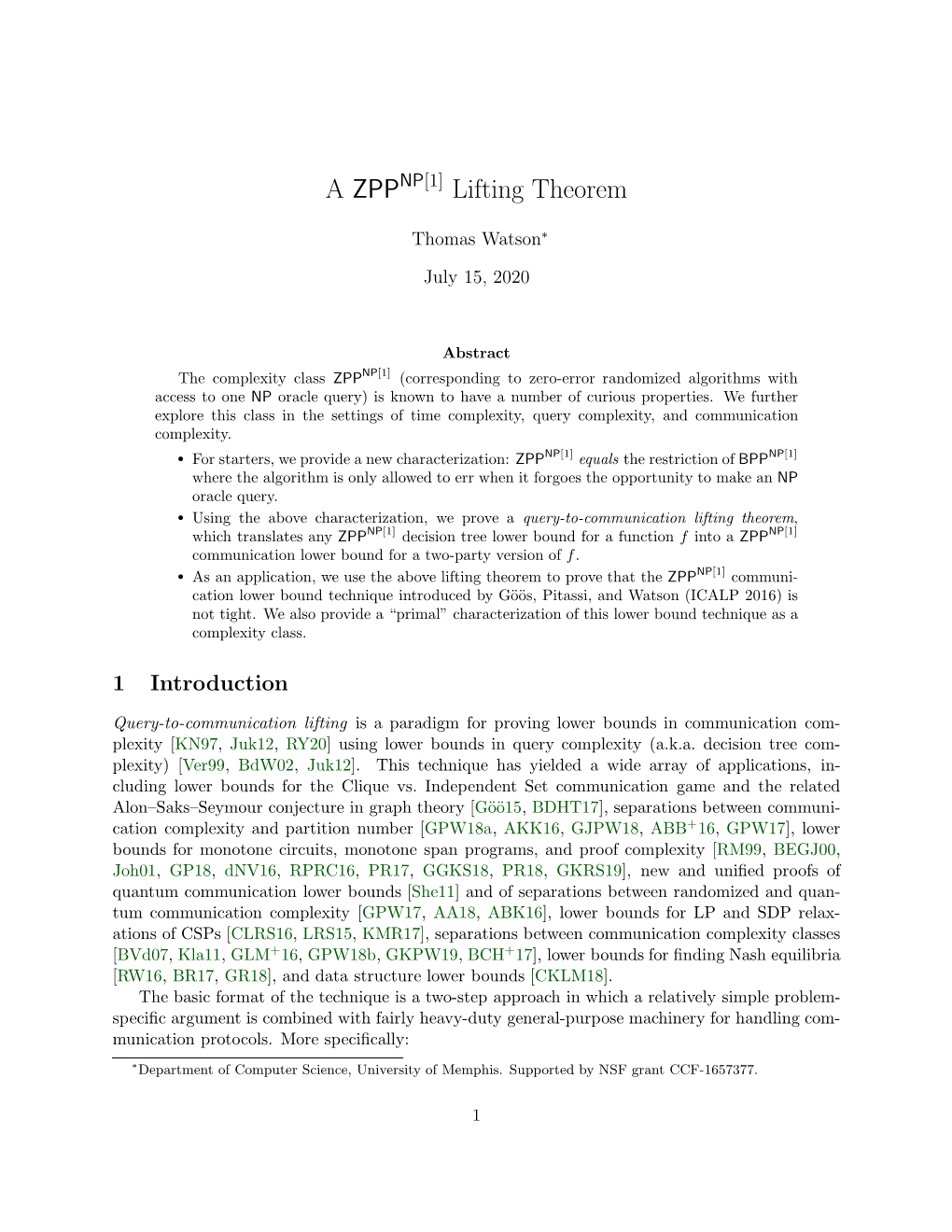 A ZPP NP[1] Lifting Theorem