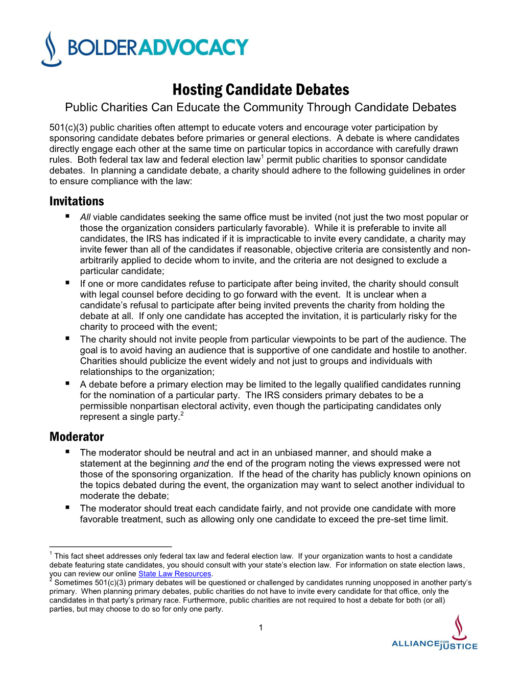 Hosting Candidate Debates Public Charities Can Educate the Community Through Candidate Debates